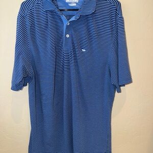 Southern Tide Mens Large Classic Fit Short Sleeve Polo Blue Stripes